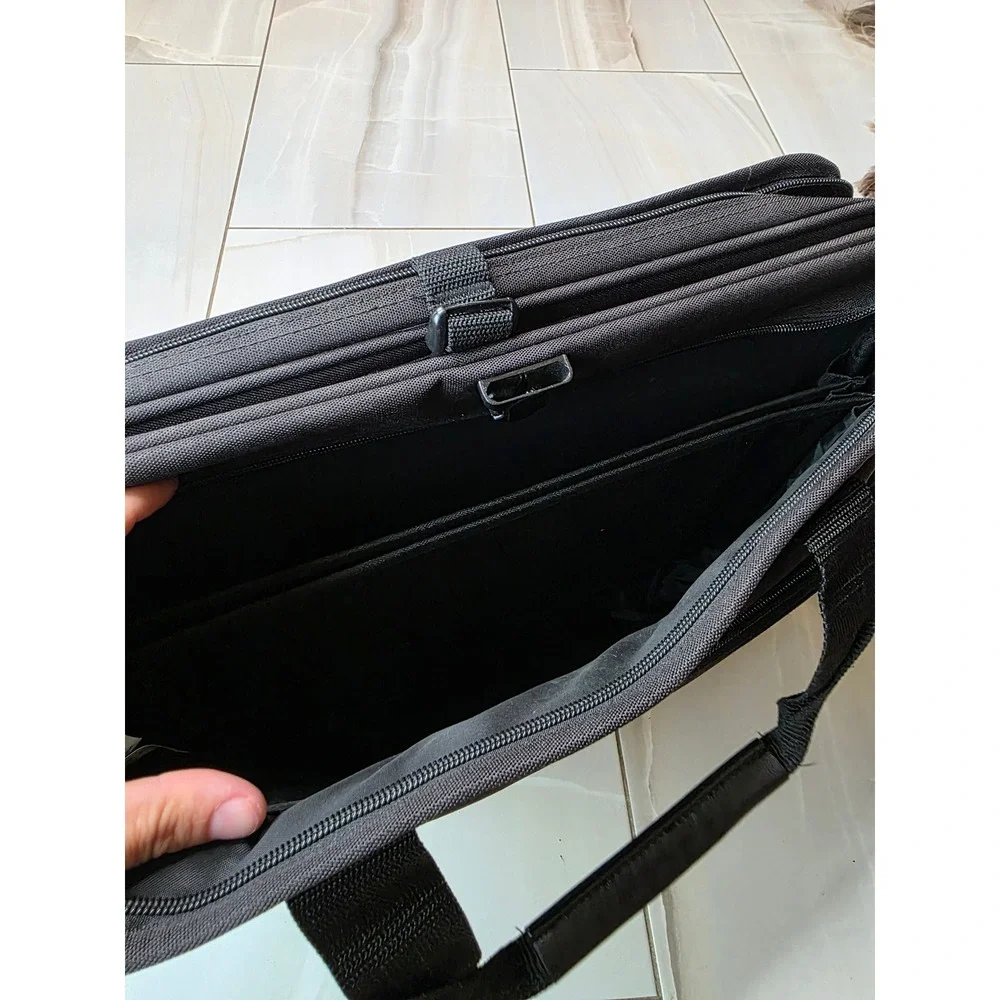 Waddell & Reed Black Laptop Messenger Bag Briefcase Canvas Professional W1 - Picture 3 of 16
